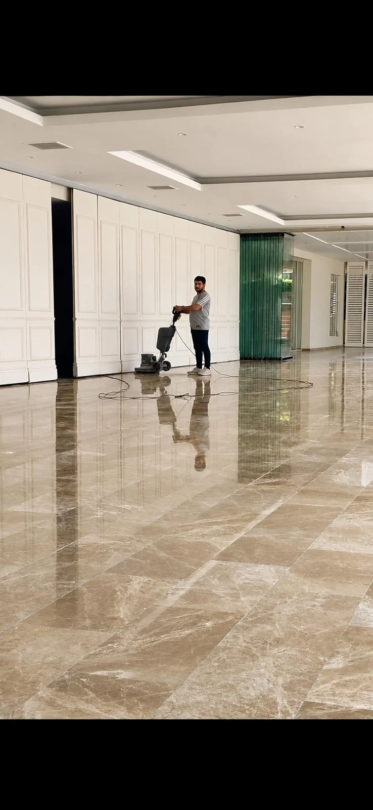 Mermer zeminde silim makinesi ile yapılan uygulama